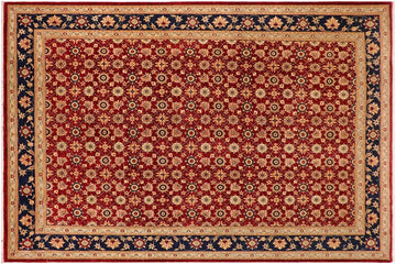 handmade Transitional Kafkaz Red Blue Hand Knotted RECTANGLE 100% WOOL area rug 10 x 14